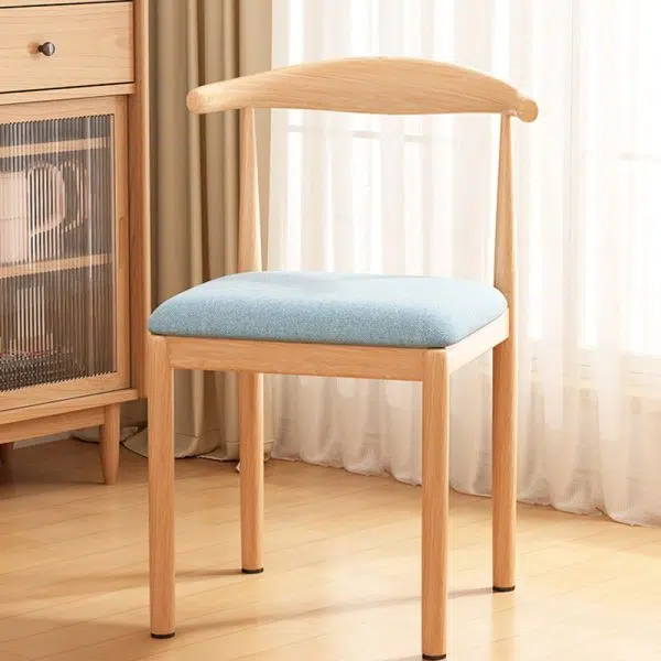 Contemporary Nordic Rectangular Wood Fabric Chair Backrest Armless For Living Room - Image 2