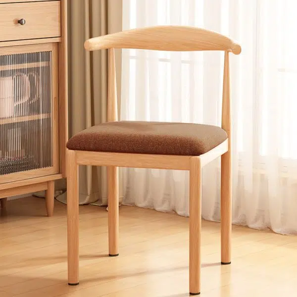 Contemporary Nordic Rectangular Wood Fabric Chair Backrest Armless For Living Room - Image 3