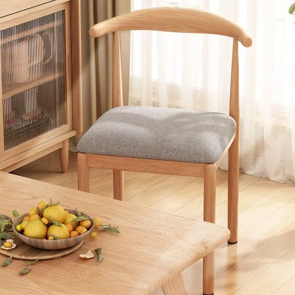 Contemporary Nordic Rectangular Wood Fabric Chair Backrest Armless For Living Room - Image 10