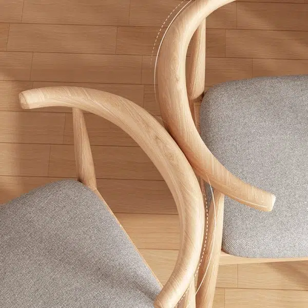 Contemporary Nordic Rectangular Wood Fabric Chair Backrest Armless For Living Room - Image 5