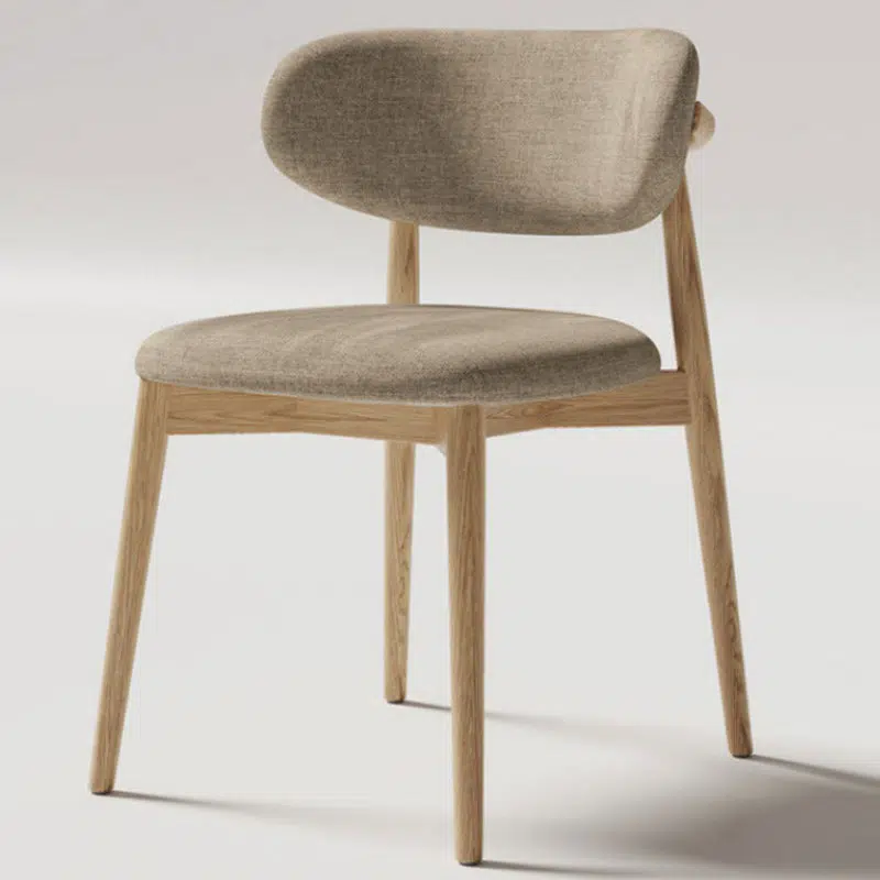 DFM-Chair-FH01241-2.jpg Contemporary Creative Oval Wood Fabric Leather Chair Backrest Armless For Living Room - Image 2