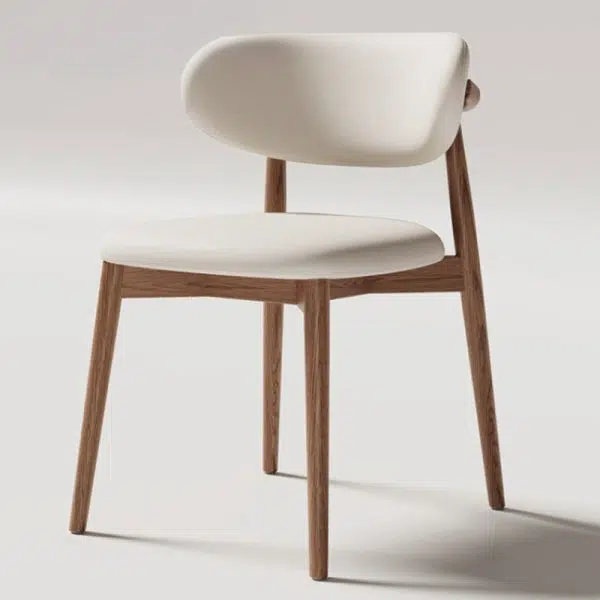 Contemporary Creative Oval Wood Fabric Leather Chair Backrest Armless For Living Room - Image 3