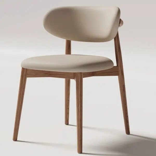 Contemporary Creative Oval Wood Fabric Leather Chair Backrest Armless For Living Room - Image 8