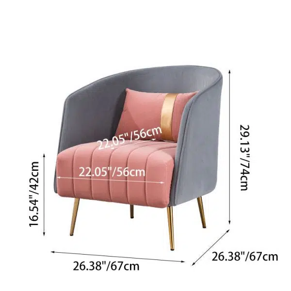 Modern Transitional Oval Iron Fabric Chair Backrest Armrest For Living Room - Image 4