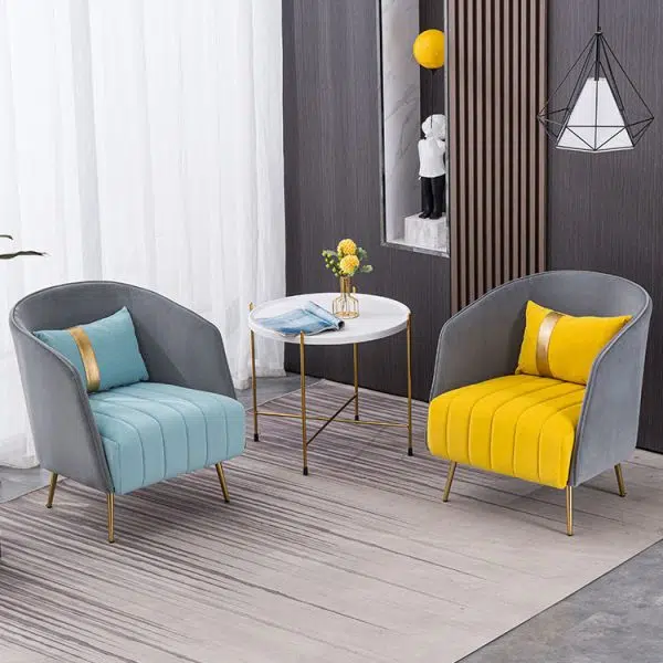 Modern Transitional Oval Iron Fabric Chair Backrest Armrest For Living Room - Image 15