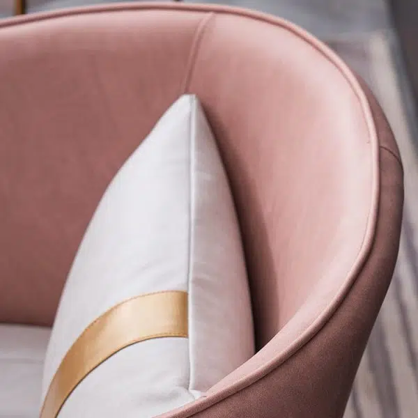 Modern Transitional Oval Iron Fabric Chair Backrest Armrest For Living Room - Image 9