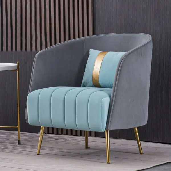 Modern Transitional Oval Iron Fabric Chair Backrest Armrest For Living Room - Image 3