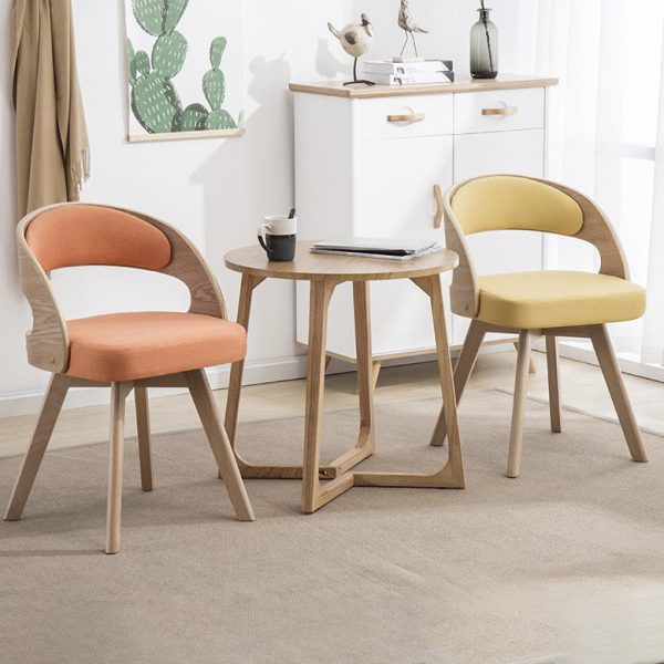 Contemporary Creative Rectangular Wood Fabric Chair Backrest Armless For Living Room - Image 15