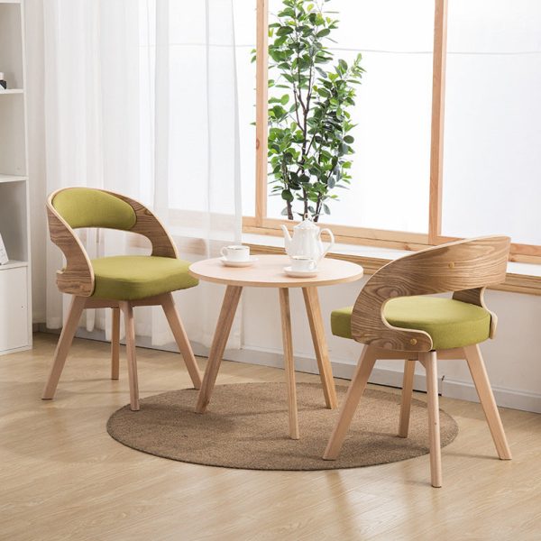 Contemporary Creative Rectangular Wood Fabric Chair Backrest Armless For Living Room - Image 3