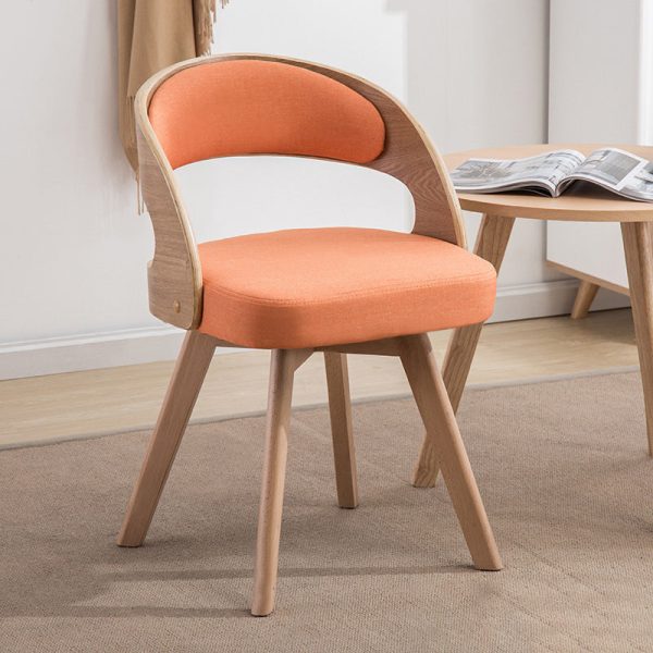 Contemporary Creative Rectangular Wood Fabric Chair Backrest Armless For Living Room - Image 2