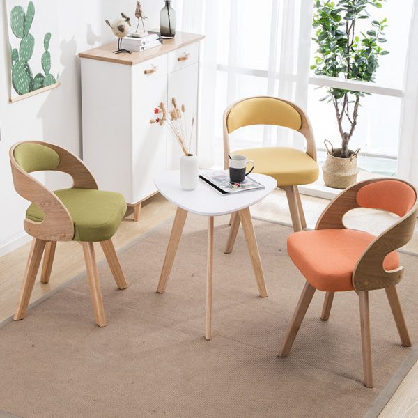 Contemporary Creative Rectangular Wood Fabric Chair Backrest Armless For Living Room - Image 7