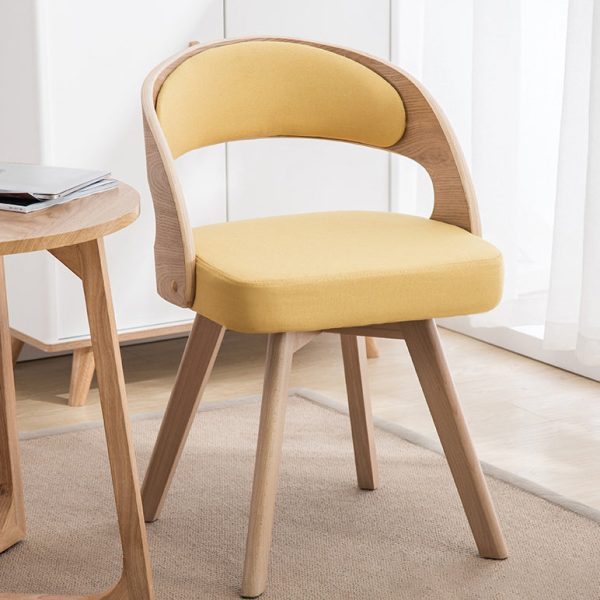 Contemporary Creative Rectangular Wood Fabric Chair Backrest Armless For Living Room - Image 6