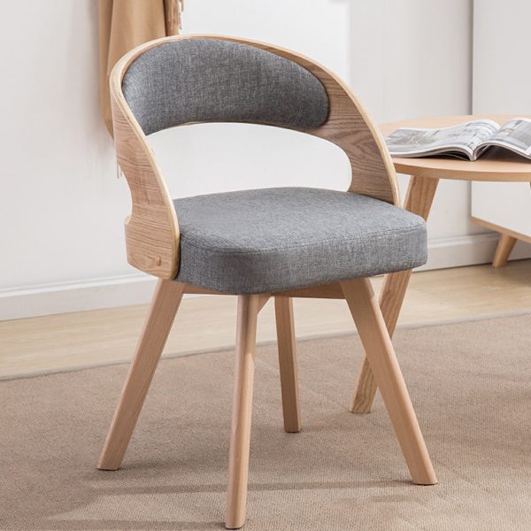 Contemporary Creative Rectangular Wood Fabric Chair Backrest Armless For Living Room - Image 8
