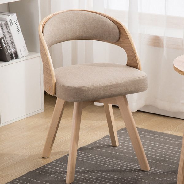 Contemporary Creative Rectangular Wood Fabric Chair Backrest Armless For Living Room - Image 10