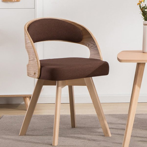 Contemporary Creative Rectangular Wood Fabric Chair Backrest Armless For Living Room - Image 11