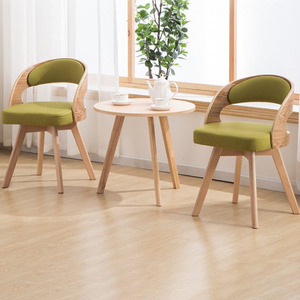 Contemporary Creative Rectangular Wood Fabric Chair Backrest Armless For Living Room - Image 12