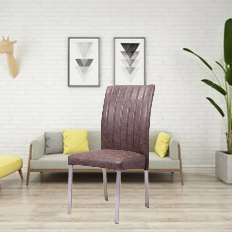 DFM-Chair-FH02004-4.jpg Traditional European Rectangular Iron Leather Chair Backrest Armless For Living Room - Image 1