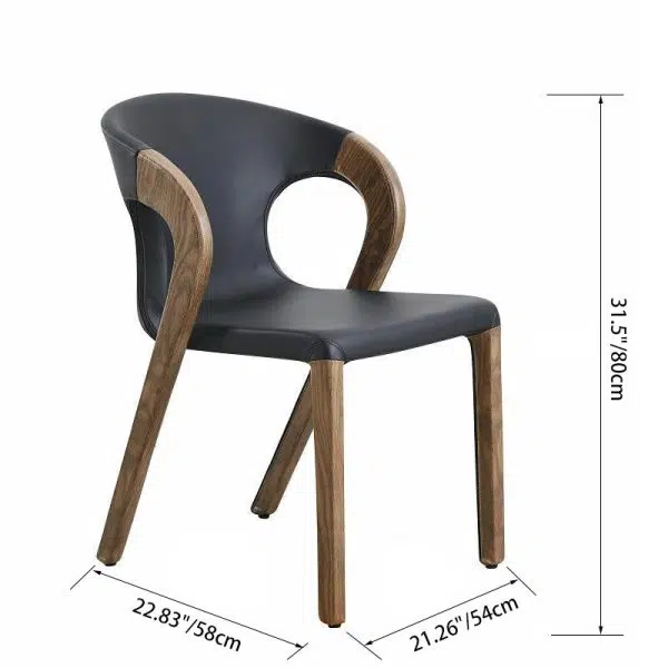 Contemporary Nordic Rectangular Wood Leather Chair Backrest Armless For Living Room - Image 4