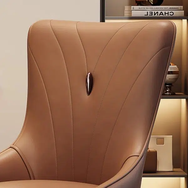 Contemporary Nordic Square Leather Upholstered Carbon Steel Legs Dining Chair Backrest For Dining Room - Image 5