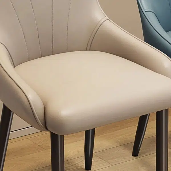 Contemporary Nordic Square Leather Upholstered Carbon Steel Legs Dining Chair Backrest For Dining Room - Image 6