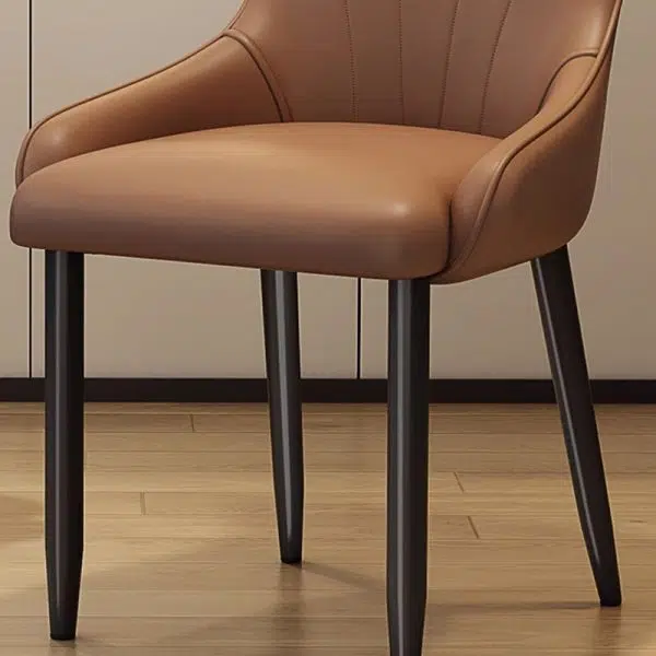 Contemporary Nordic Square Leather Upholstered Carbon Steel Legs Dining Chair Backrest For Dining Room - Image 7