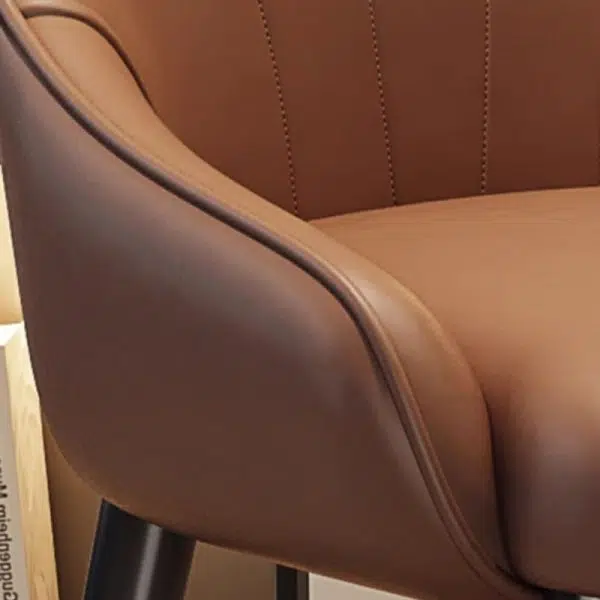 Contemporary Nordic Square Leather Upholstered Carbon Steel Legs Dining Chair Backrest For Dining Room - Image 8