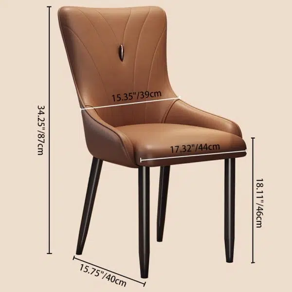 Contemporary Nordic Square Leather Upholstered Carbon Steel Legs Dining Chair Backrest For Dining Room - Image 4