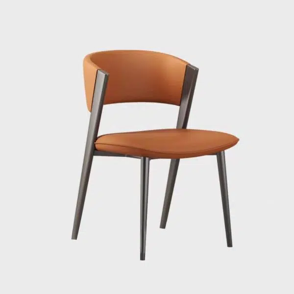 Contemporary Luxury Semi-Arc Nappa Leather Carbon Steel Chair Backrest For Living Room - Image 9