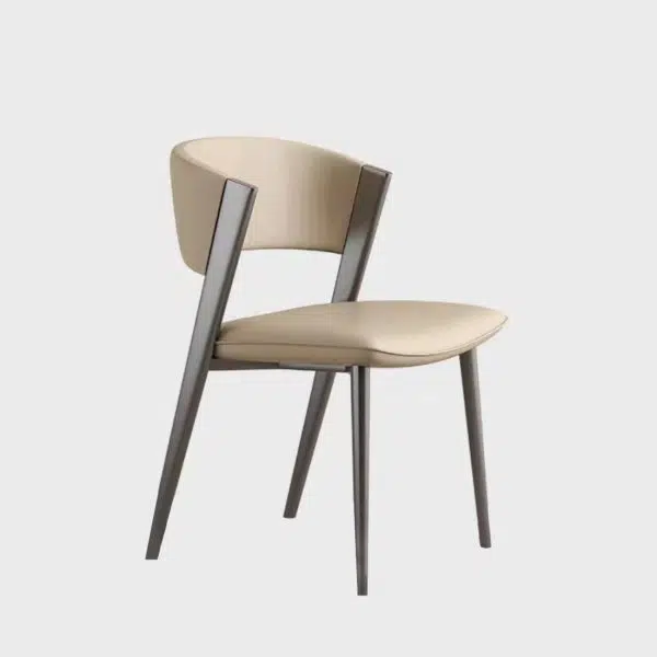 Contemporary Luxury Semi-Arc Nappa Leather Carbon Steel Chair Backrest For Living Room - Image 11