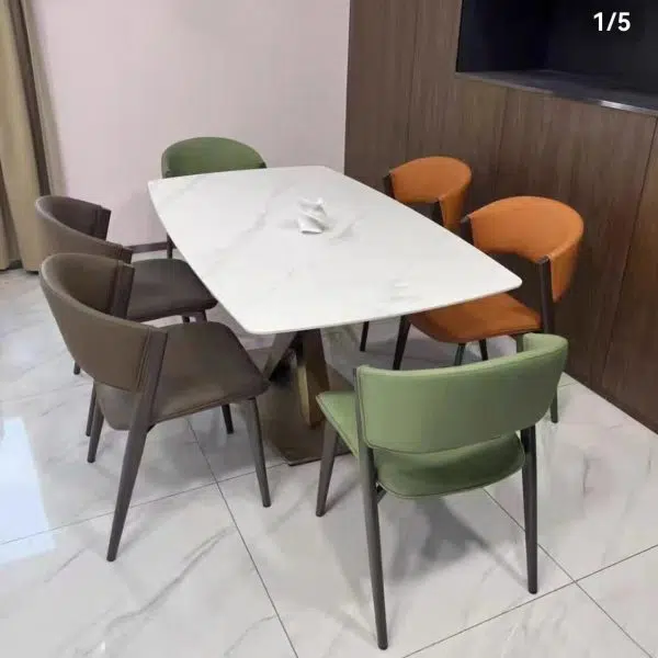 Contemporary Luxury Semi-Arc Nappa Leather Carbon Steel Chair Backrest For Living Room - Image 3