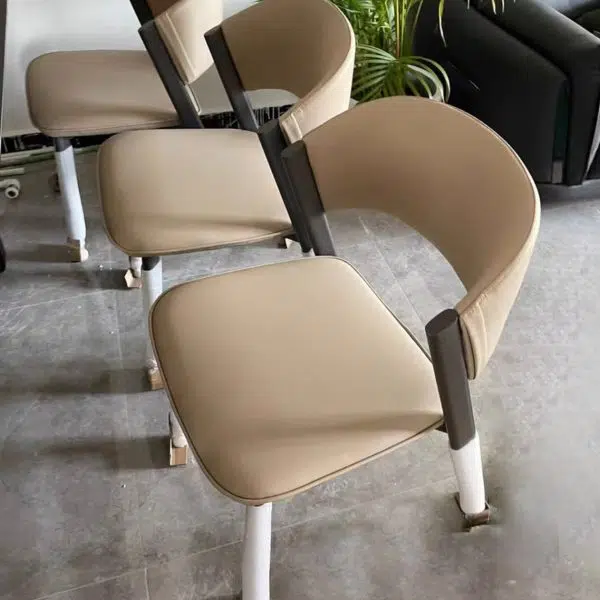 Contemporary Luxury Semi-Arc Nappa Leather Carbon Steel Chair Backrest For Living Room - Image 2