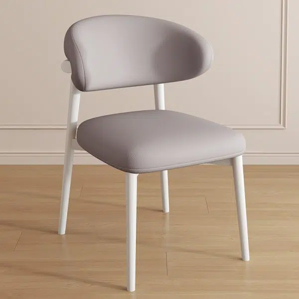 Contemporary Luxury Curved PU Leather Upholstered Carbon Steel Dining Chair Backrest For Dining Room - Image 20