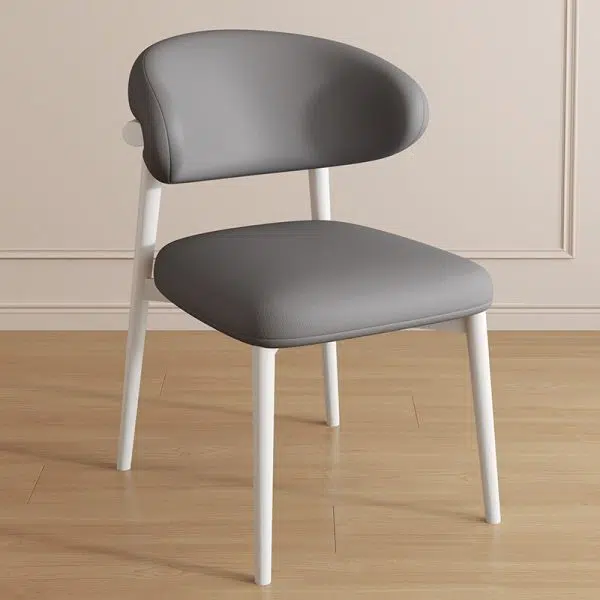 Contemporary Luxury Curved PU Leather Upholstered Carbon Steel Dining Chair Backrest For Dining Room - Image 22