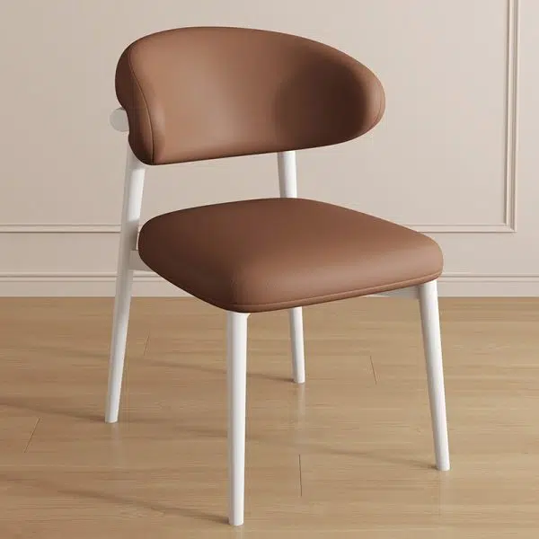 Contemporary Luxury Curved PU Leather Upholstered Carbon Steel Dining Chair Backrest For Dining Room - Image 23