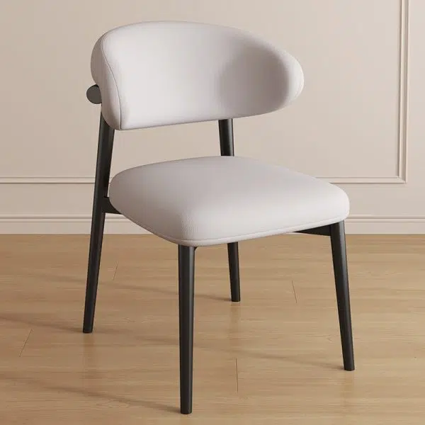 Contemporary Luxury Curved PU Leather Upholstered Carbon Steel Dining Chair Backrest For Dining Room - Image 24