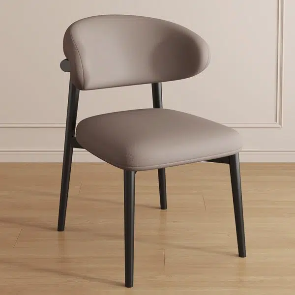 Contemporary Luxury Curved PU Leather Upholstered Carbon Steel Dining Chair Backrest For Dining Room - Image 25