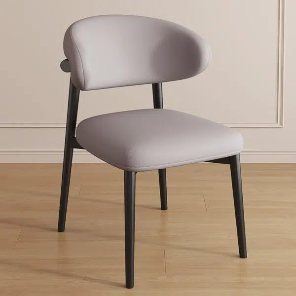 Contemporary Luxury Curved PU Leather Upholstered Carbon Steel Dining Chair Backrest For Dining Room - Image 26