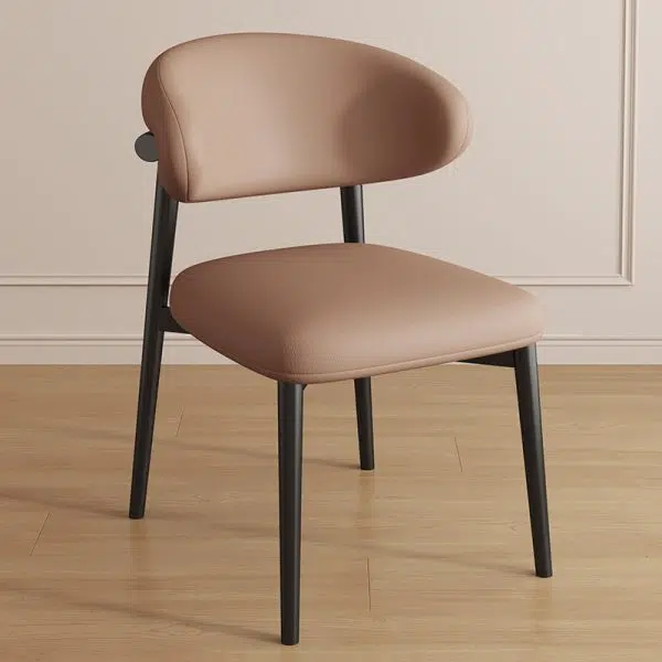 Contemporary Luxury Curved PU Leather Upholstered Carbon Steel Dining Chair Backrest For Dining Room - Image 27