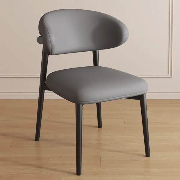 Contemporary Luxury Curved PU Leather Upholstered Carbon Steel Dining Chair Backrest For Dining Room - Image 28
