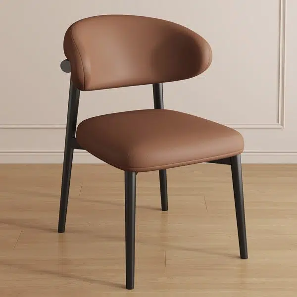 Contemporary Luxury Curved PU Leather Upholstered Carbon Steel Dining Chair Backrest For Dining Room - Image 29