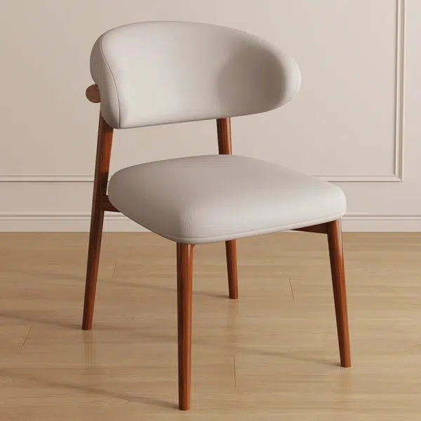 Contemporary Luxury Curved PU Leather Upholstered Carbon Steel Dining Chair Backrest For Dining Room - Image 31