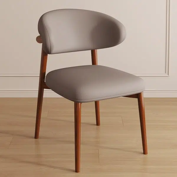 Contemporary Luxury Curved PU Leather Upholstered Carbon Steel Dining Chair Backrest For Dining Room - Image 32