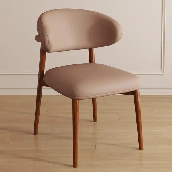 Contemporary Luxury Curved PU Leather Upholstered Carbon Steel Dining Chair Backrest For Dining Room - Image 34