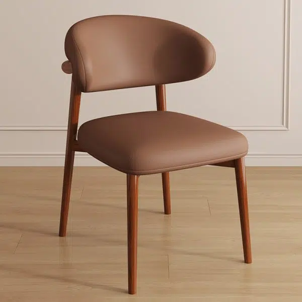 Contemporary Luxury Curved PU Leather Upholstered Carbon Steel Dining Chair Backrest For Dining Room - Image 36