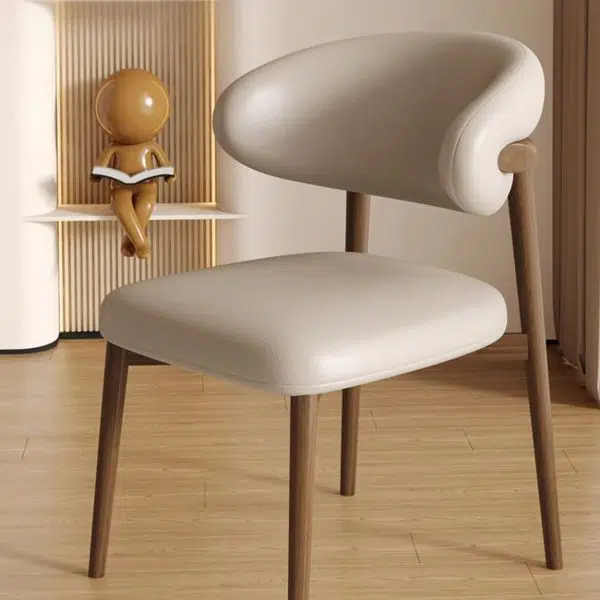 Contemporary Luxury Curved PU Leather Upholstered Carbon Steel Dining Chair Backrest For Dining Room - Image 37