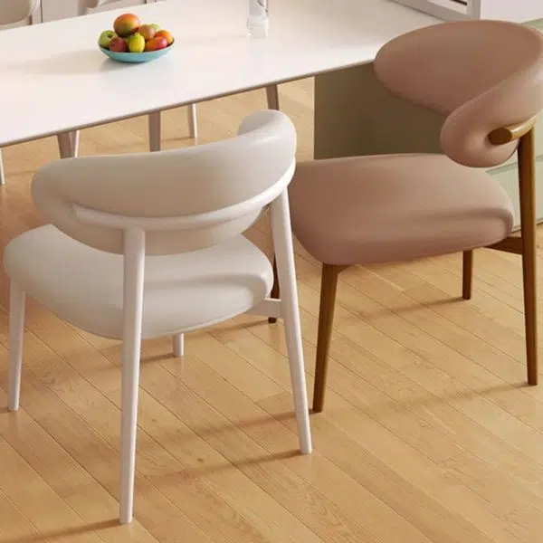 Contemporary Luxury Curved PU Leather Upholstered Carbon Steel Dining Chair Backrest For Dining Room - Image 6