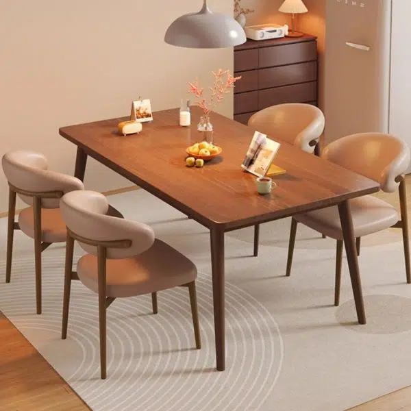 Contemporary Luxury Curved PU Leather Upholstered Carbon Steel Dining Chair Backrest For Dining Room - Image 8