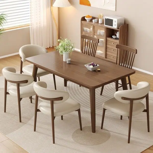 Contemporary Luxury Curved PU Leather Upholstered Carbon Steel Dining Chair Backrest For Dining Room - Image 9