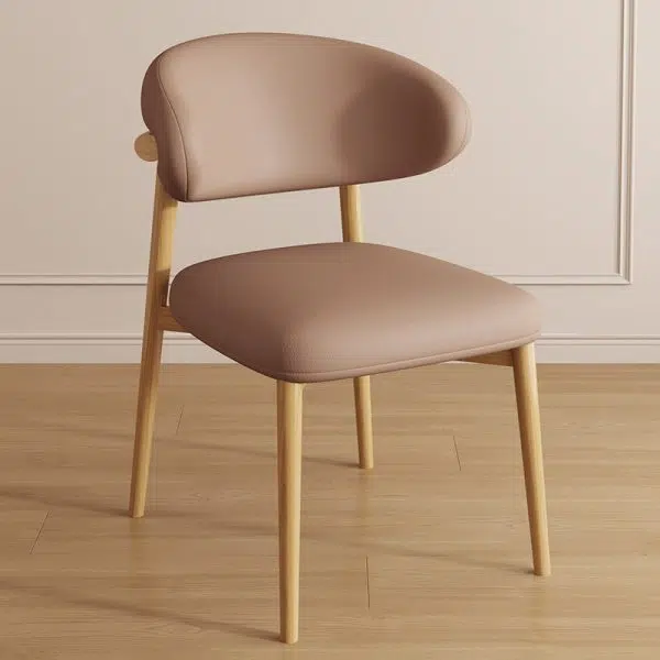 Contemporary Luxury Curved PU Leather Upholstered Carbon Steel Dining Chair Backrest For Dining Room - Image 14