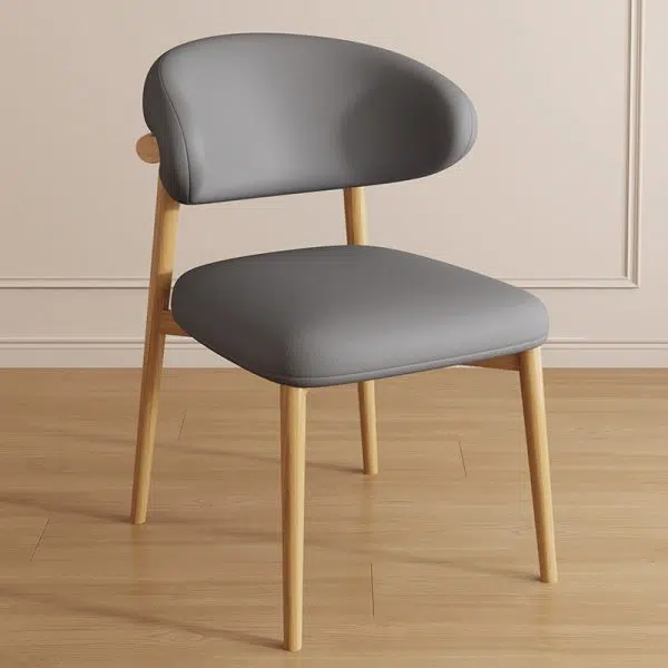 Contemporary Luxury Curved PU Leather Upholstered Carbon Steel Dining Chair Backrest For Dining Room - Image 15